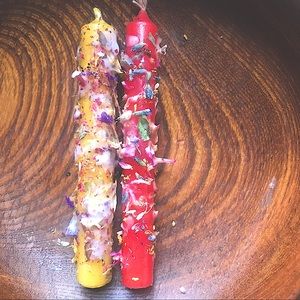 2 Spell Candles 1 Passion and 1 beeswax Personal Power chime size